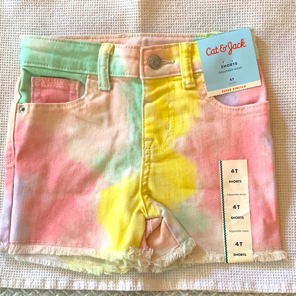 2 for $15 bundle Girls rainbow denim shorts